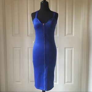 Dark Blue Full Zip-Up Dress